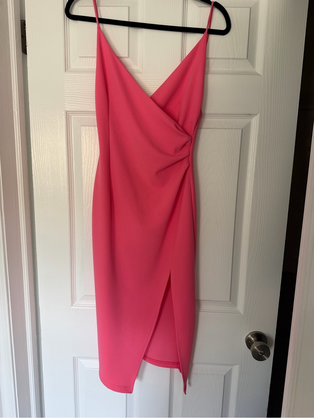 Hello Molly Coral Pink Spaghetti Strap Midi Wrap Dress